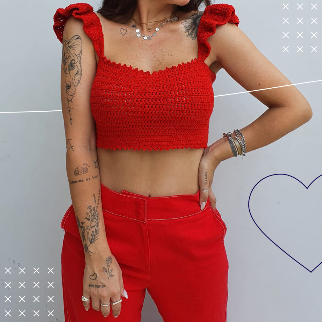 cropped de crochê