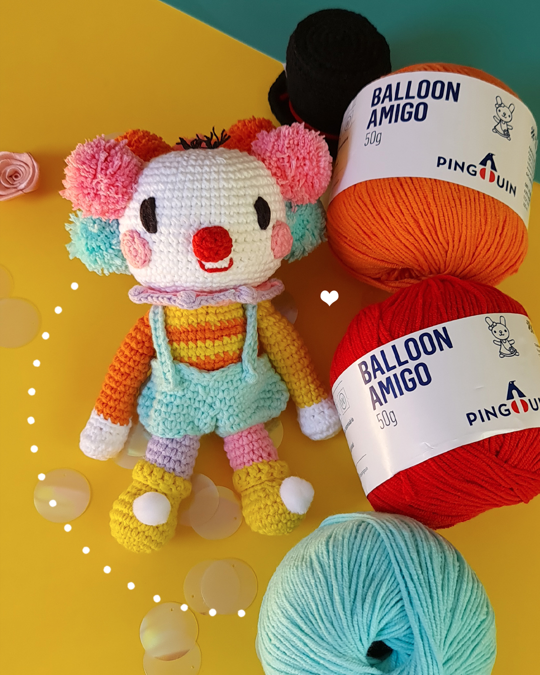 Palhaço de amigurumi