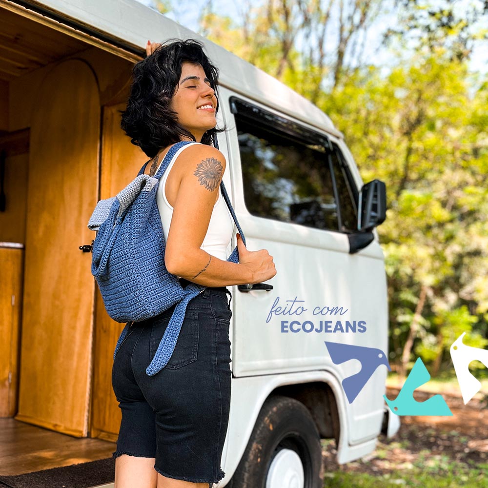 Mochila Recicla em crochê com fio ECOJEANS